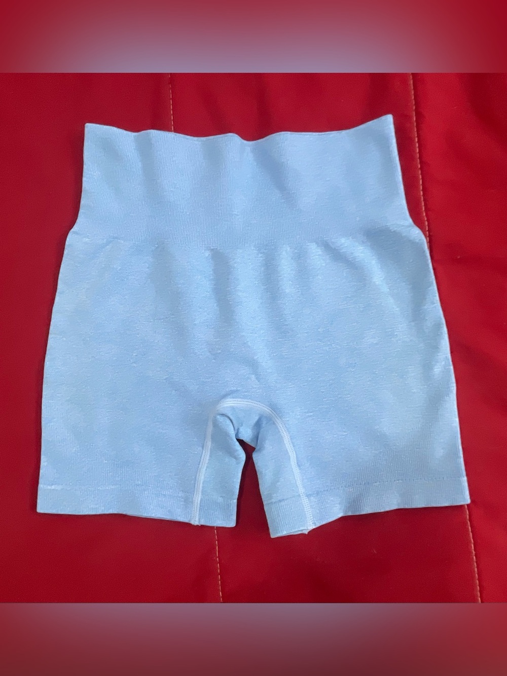 Seamless Light Blue Girls' High-Waist Bike Shorts